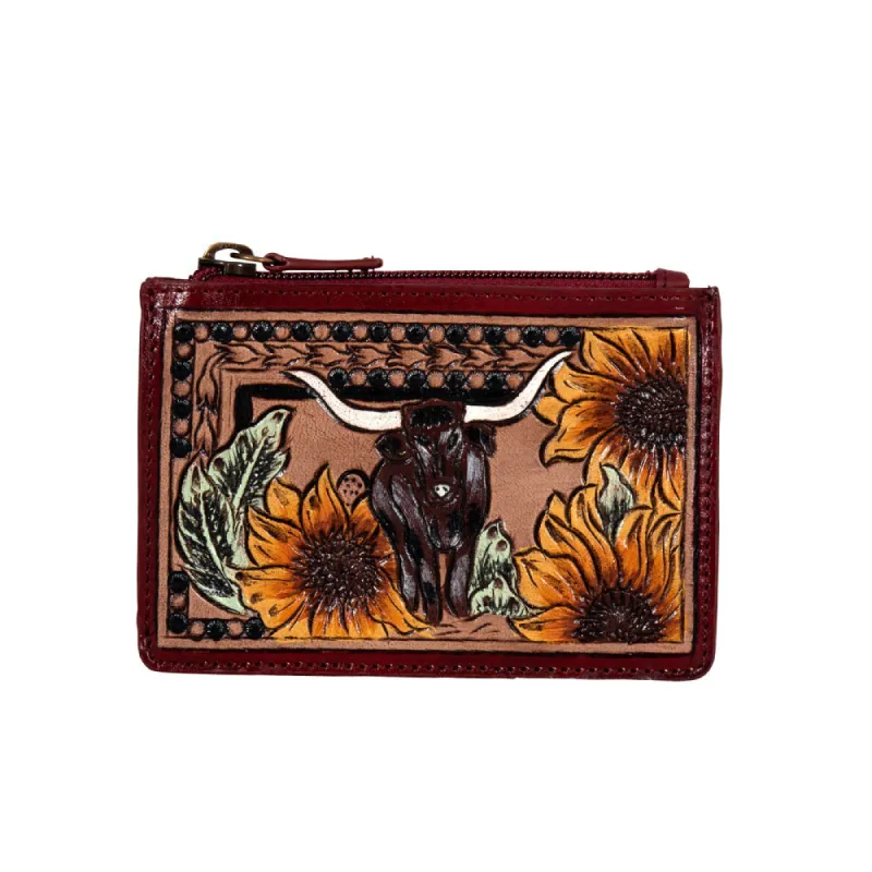 Where Longhorns Graze Hand-tooled Card Holder sold by Myra Bag