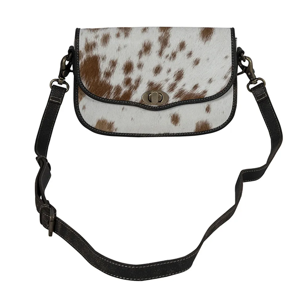 Angus Ridge Leather & Hairon Bag in Light Hair-on Hide sold by Myra Bag