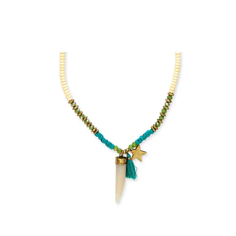 Star Tusk Necklace In Turqouise Blue sold by Myra Bag