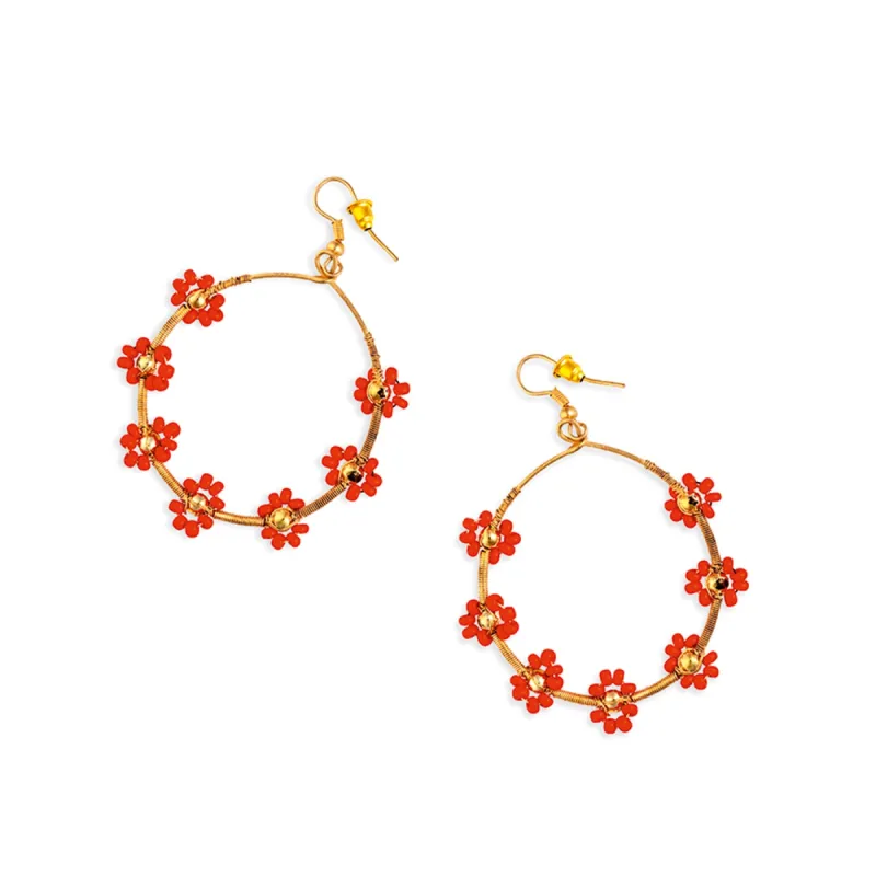 Dessert Flower Hoop Earrings sold by Myra Bag