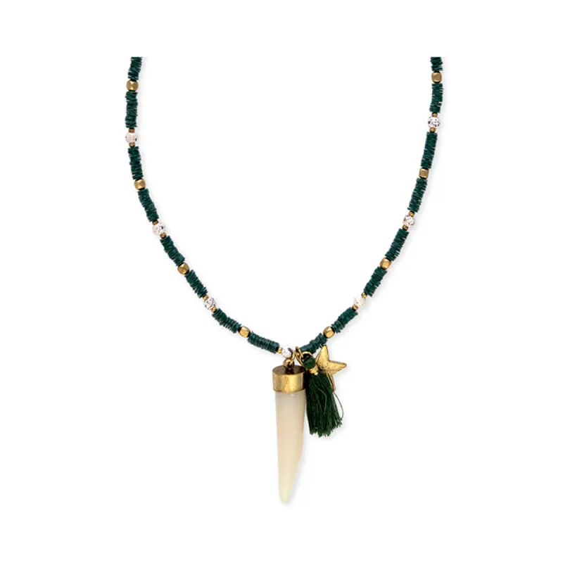 Star Tusk Necklace In Malachite Green sold by Myra Bag