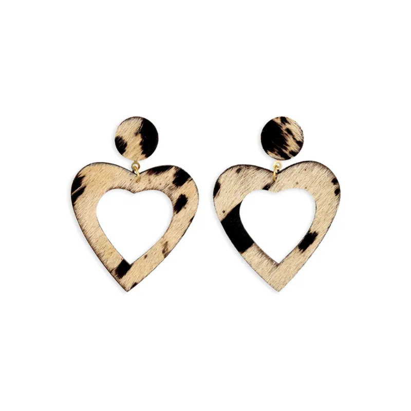 In My Heart Hair-On Hide Earrings sold by Myra Bag