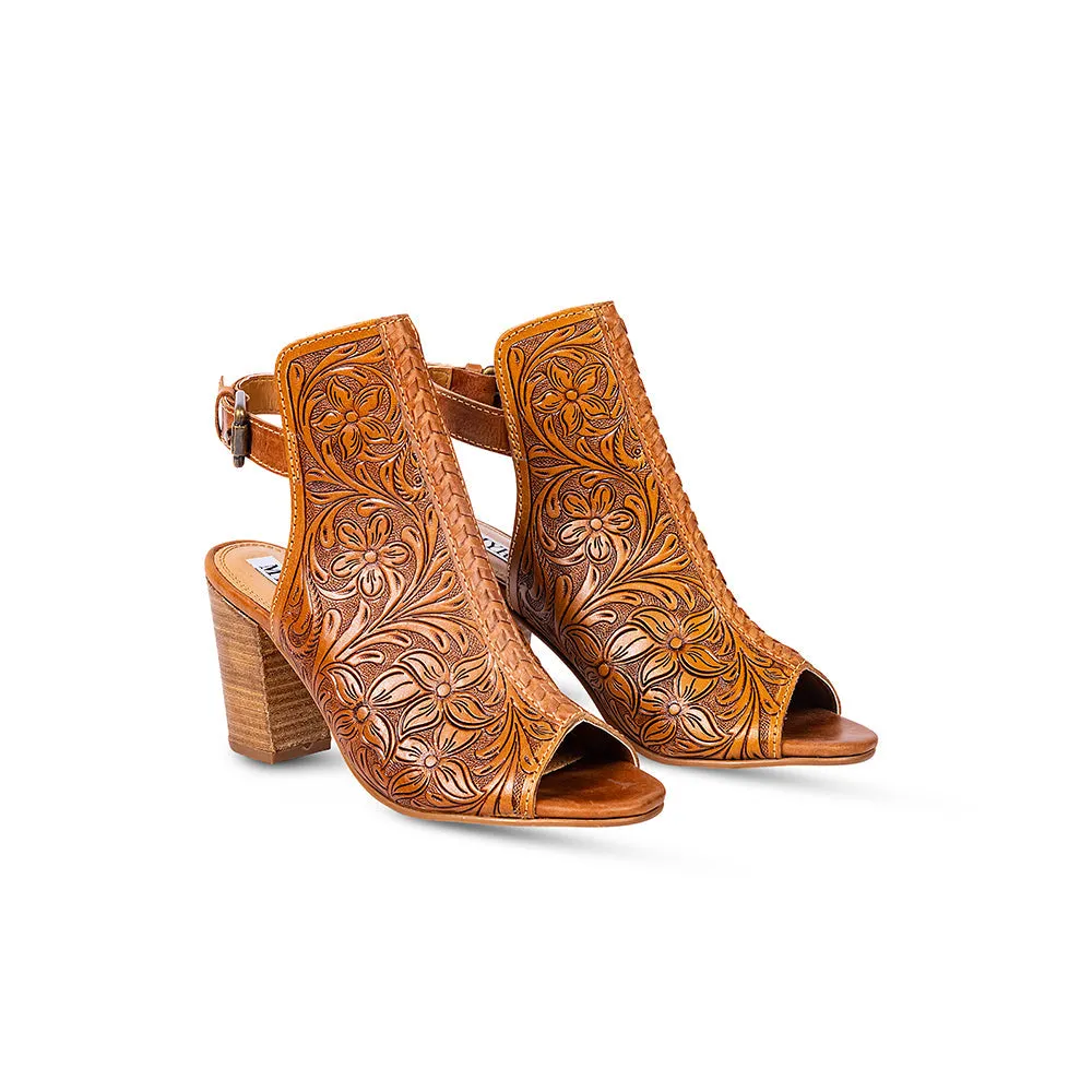 Monika Boot In Hand-tooled Leather sold by Myra Bag