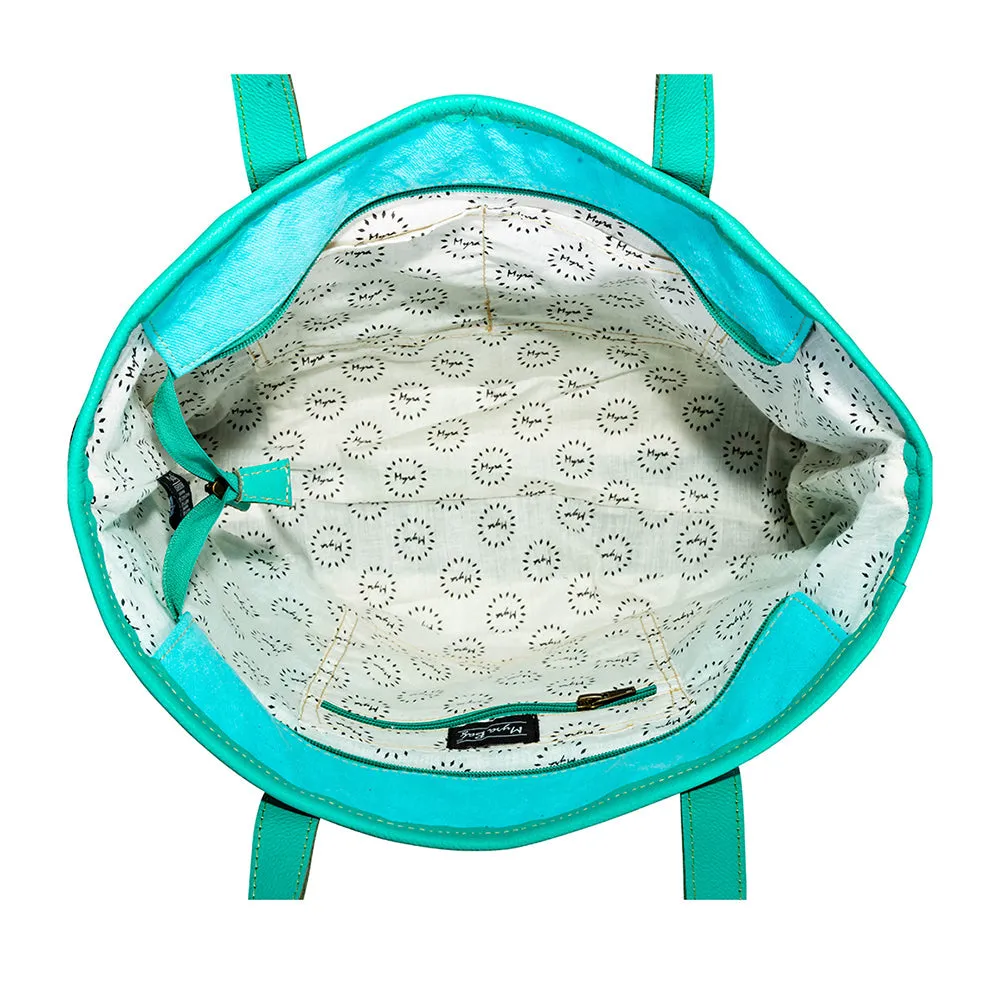 Tonga Ridge Tote Bag In Turquoise sold by Myra Bag product image thumbnail 4