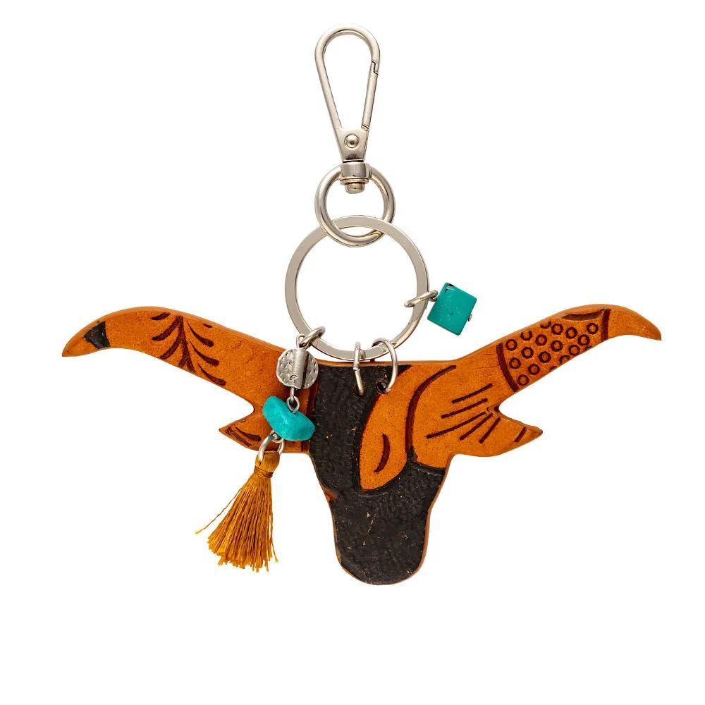 Steer Hand-tooled Key Fob & Bag Charm sold by Myra Bag