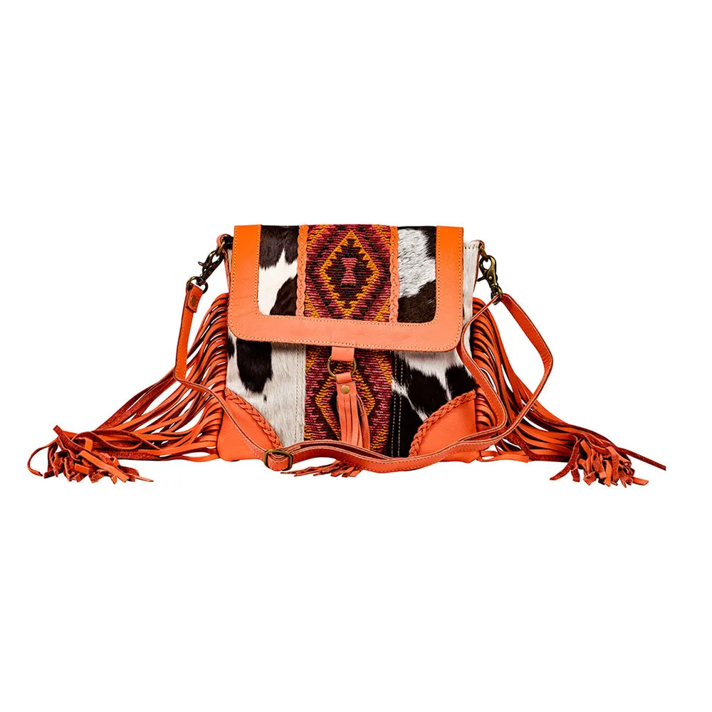 Tonga Ridge Canvas & Hairon Bag In Orange sold by Myra Bag