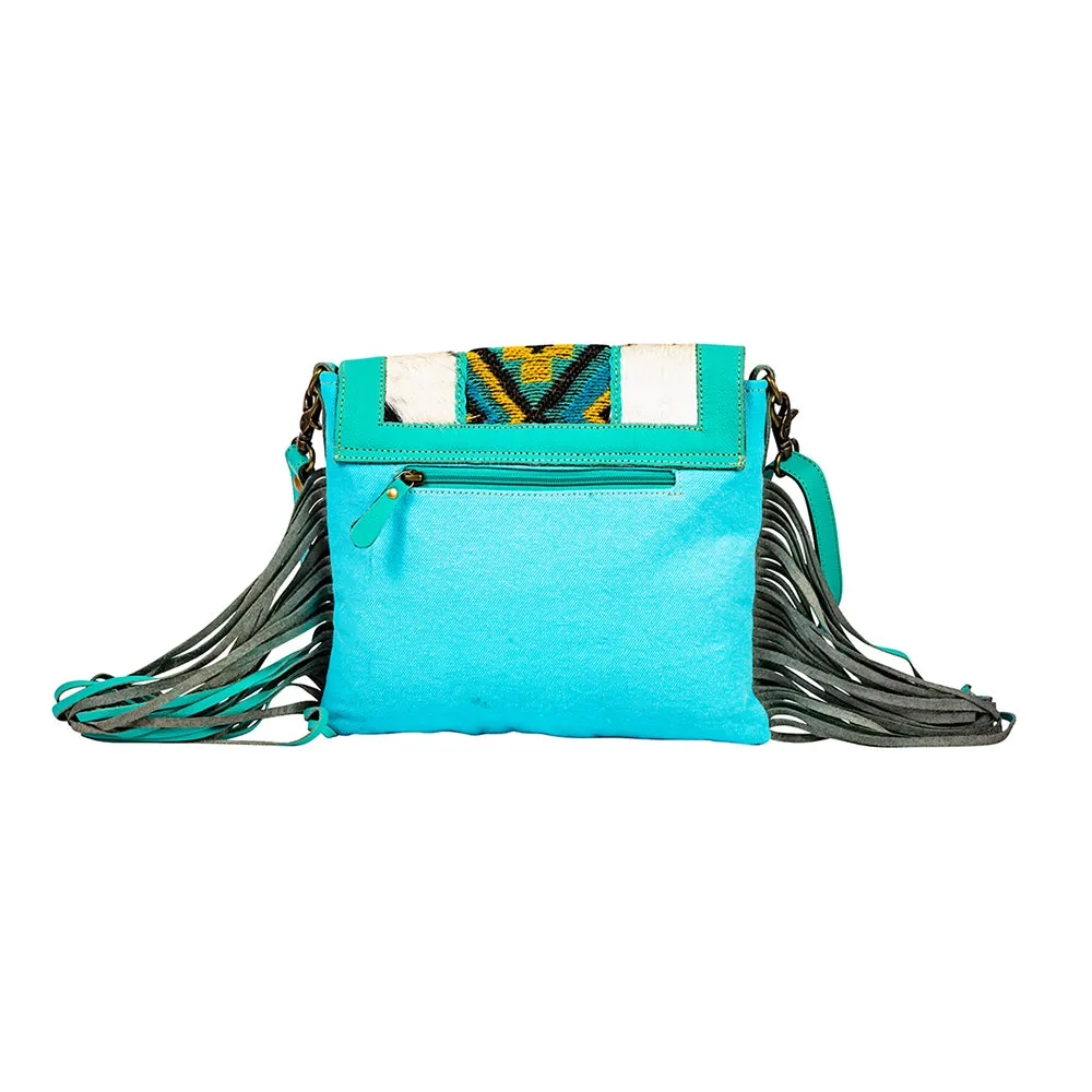 Tonga Ridge Canvas & Hairon Bag In Turquoise sold by Myra Bag product image thumbnail 3