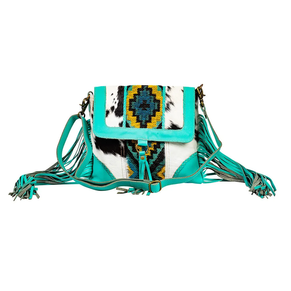 Tonga Ridge Canvas & Hairon Bag In Turquoise sold by Myra Bag