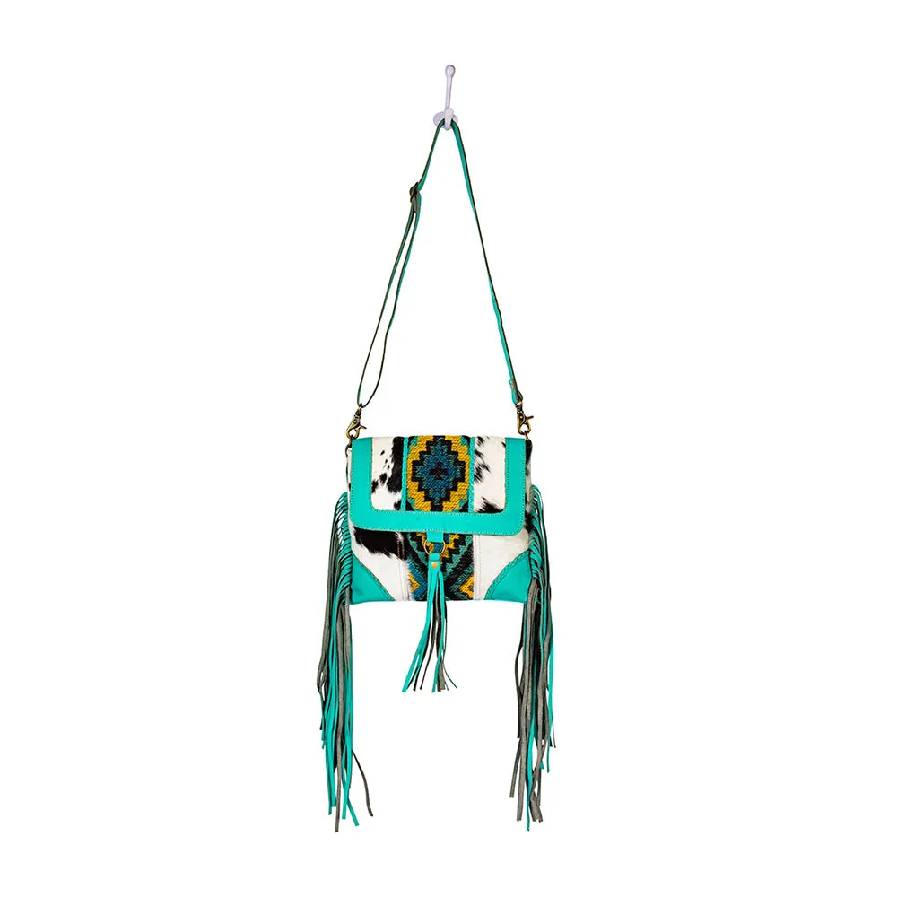 Tonga Ridge Canvas & Hairon Bag In Turquoise sold by Myra Bag product image thumbnail 5