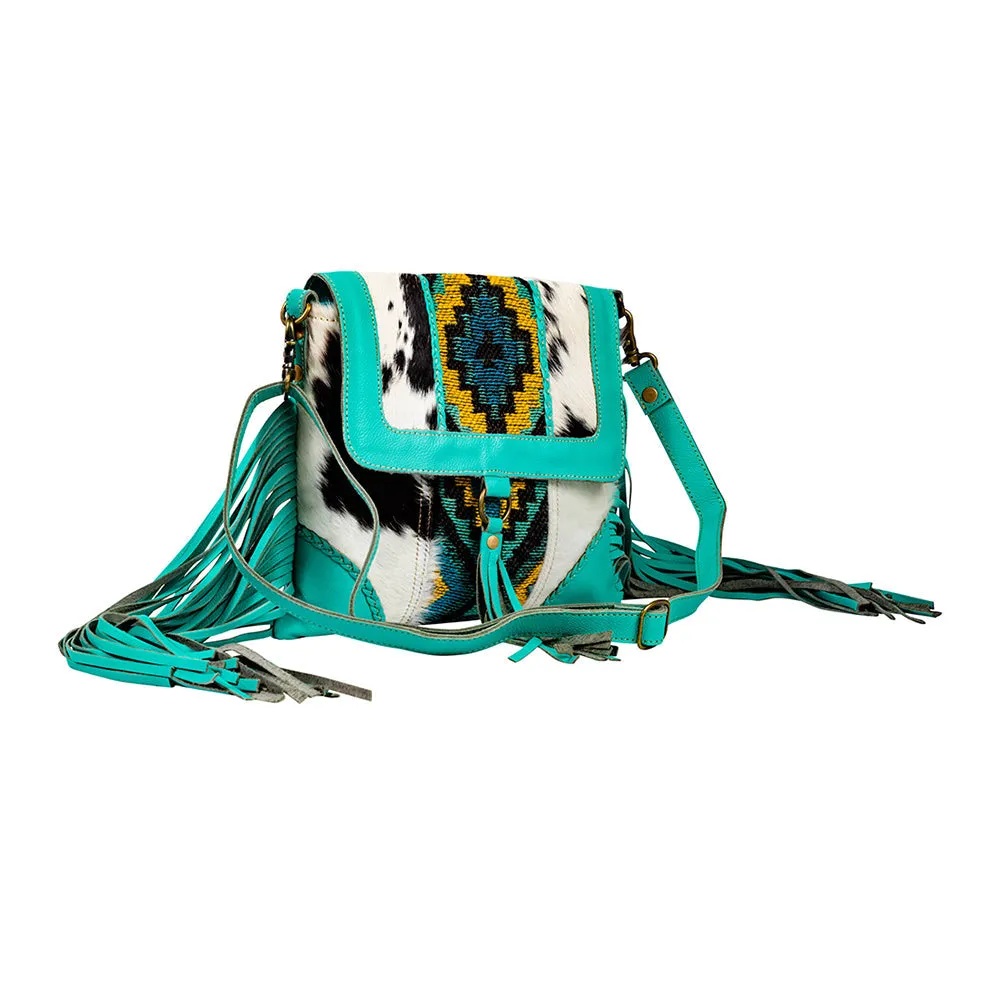 Tonga Ridge Canvas & Hairon Bag In Turquoise sold by Myra Bag product image thumbnail 2