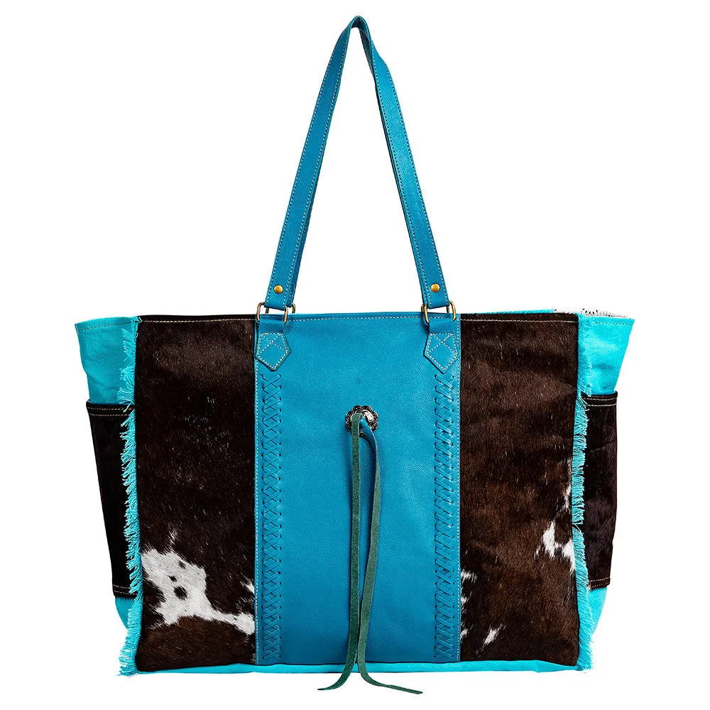 Sky Falcon Canvas & Hairon Bag in Dark sold by Myra Bag