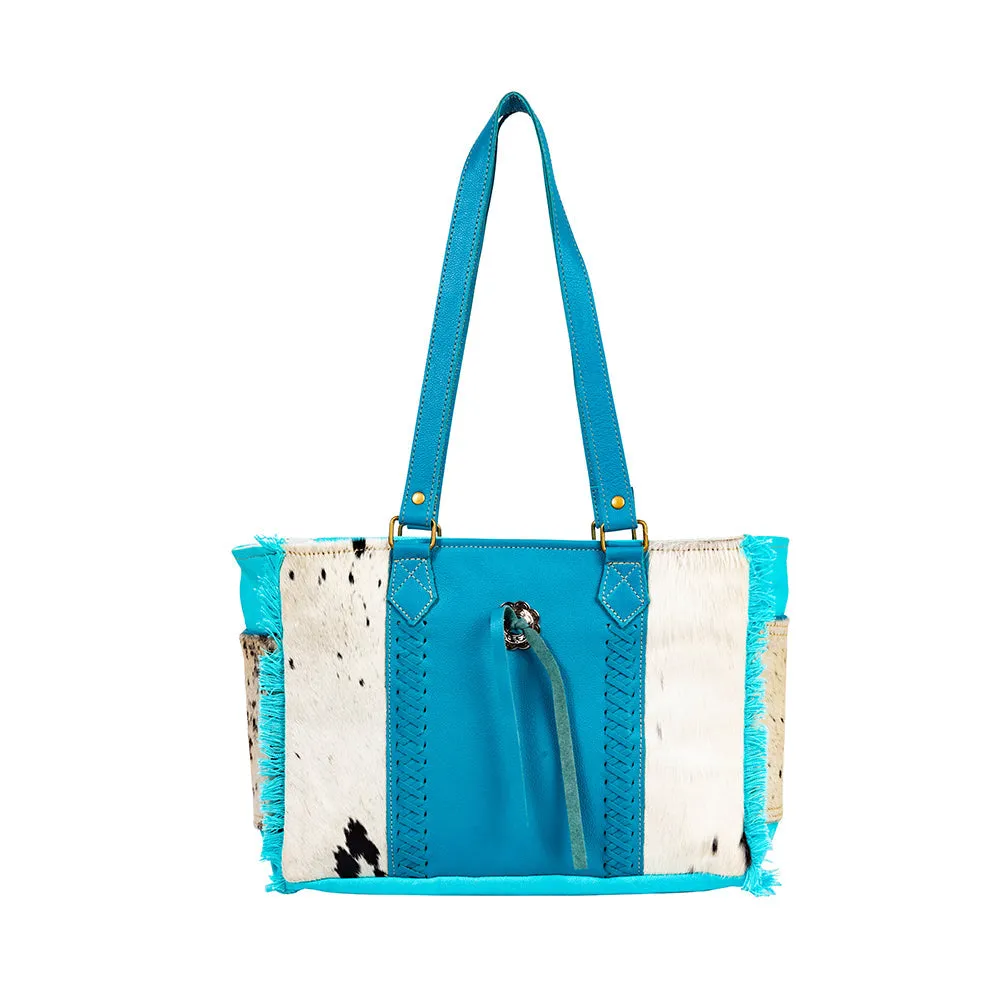 Sky Falcon Canvas & Hairon Bag in Light sold by Myra Bag