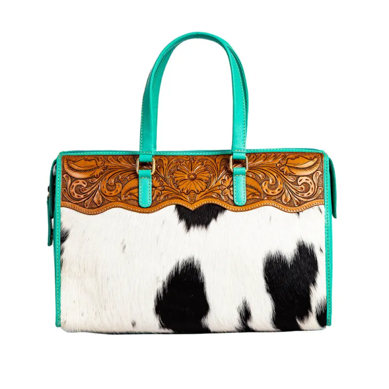 Tylersburg Hand-tooled Handbag in Turquoise sold by Myra Bag