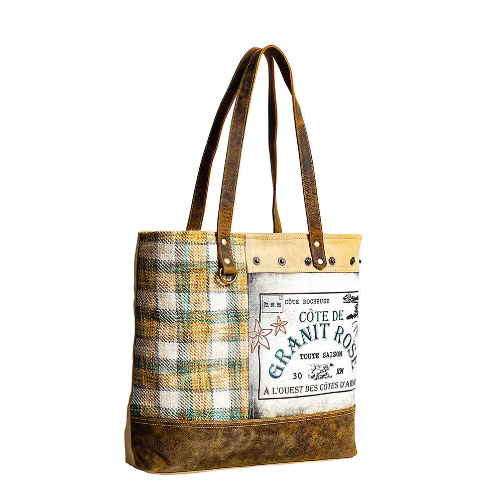 Plaid Granit Rose Tote Bag sold by Myra Bag product image thumbnail 2