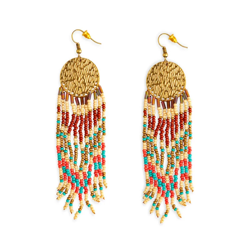 Sun's Radiance Beaded Earrings sold by Myra Bag
