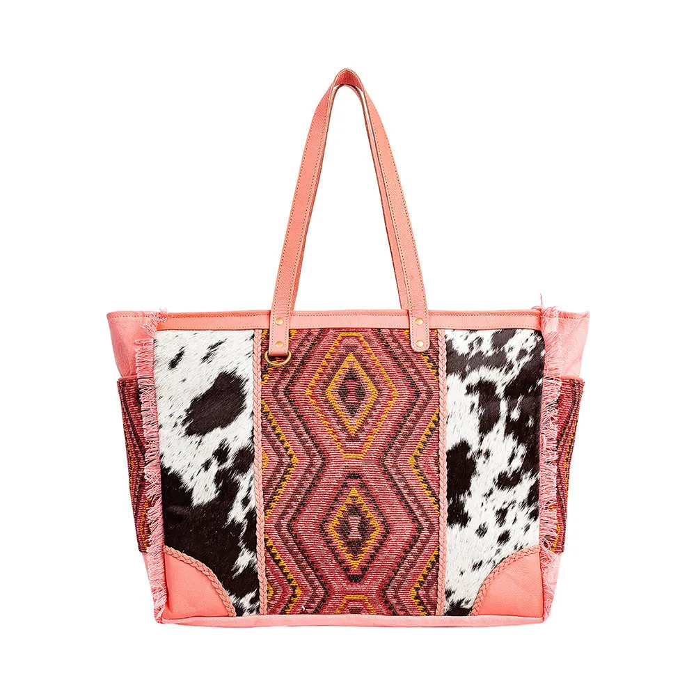 Tonga Ridge Weekender Bag In Salmon & Pink sold by Myra Bag