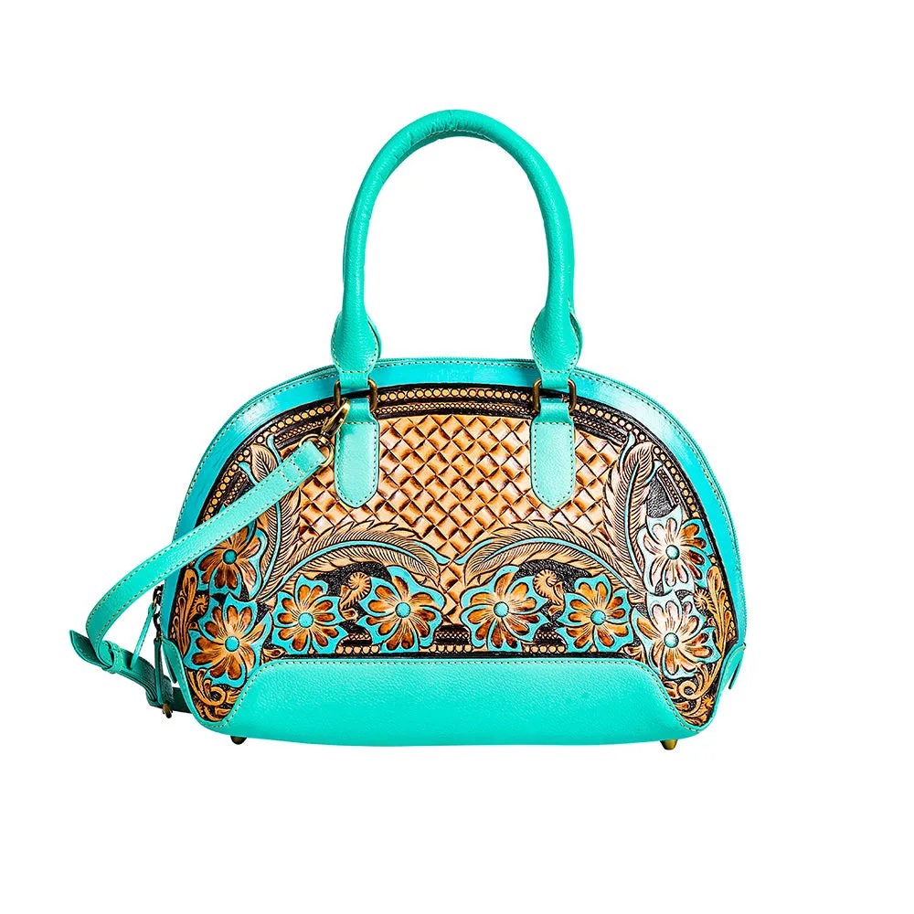 Emmylou Pass Hand-tooled Handbag in Turquoise sold by Myra Bag