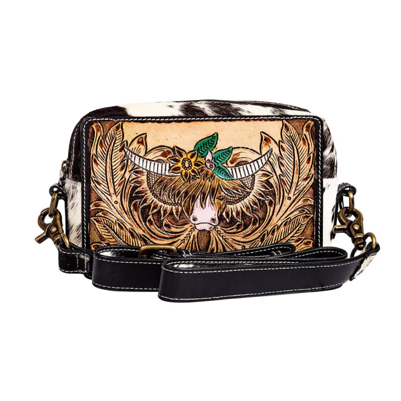 Bloomin' Steer Hand-Tooled Leather Bag sold by Myra Bag