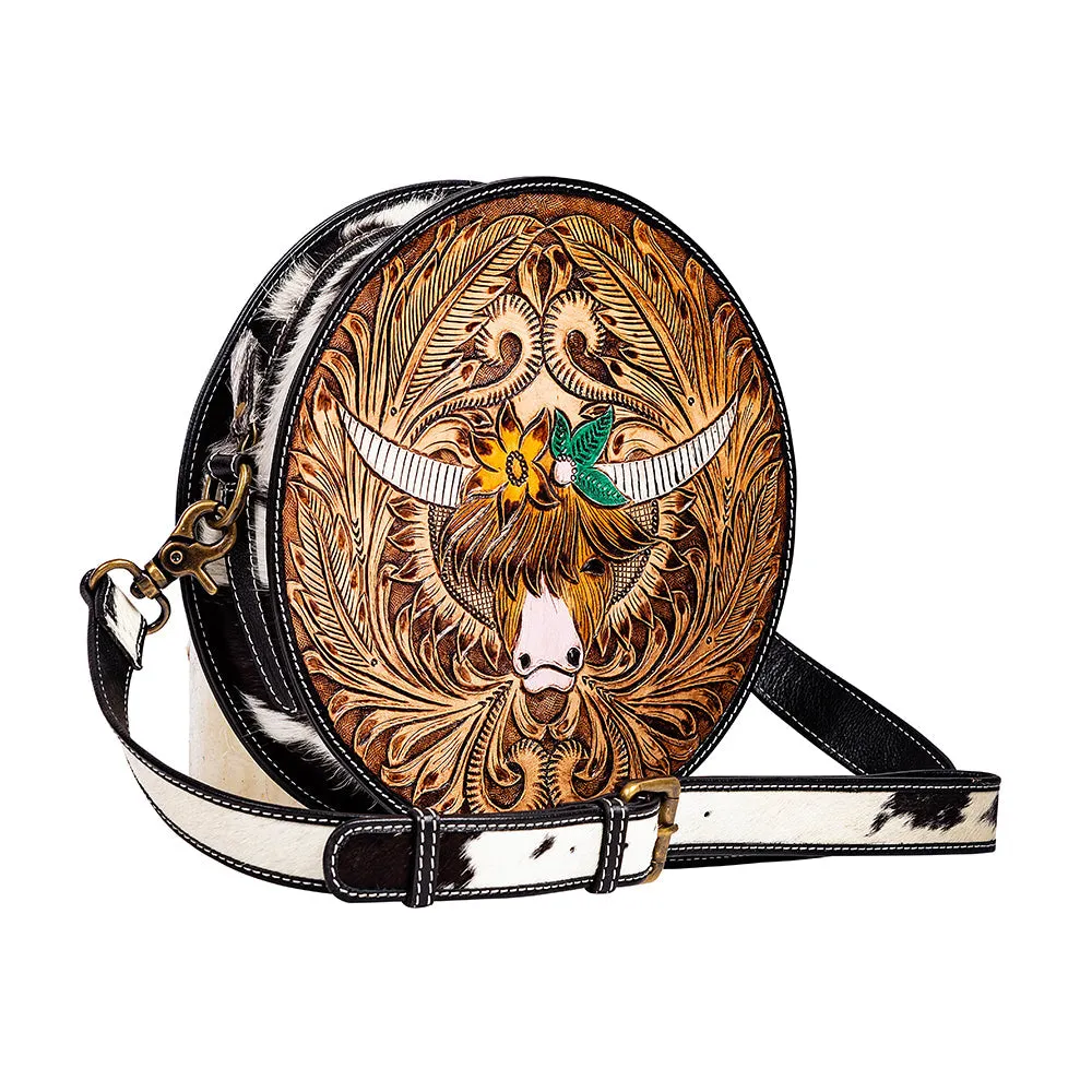 Bloomin' Steer Hand-tooled Round Bag sold by Myra Bag product image thumbnail 2