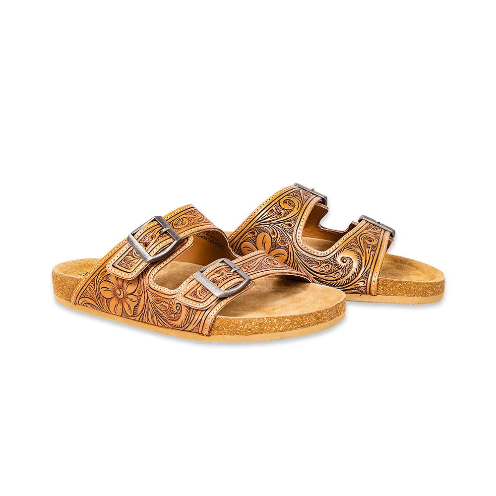Darla Trail Hand-Tooled Sandals sold by Myra Bag