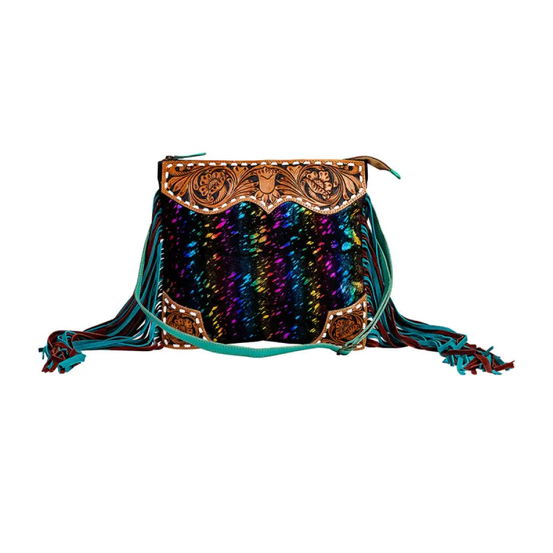 Galaxy Fire Fringed Hand-Tooled Bag sold by Myra Bag