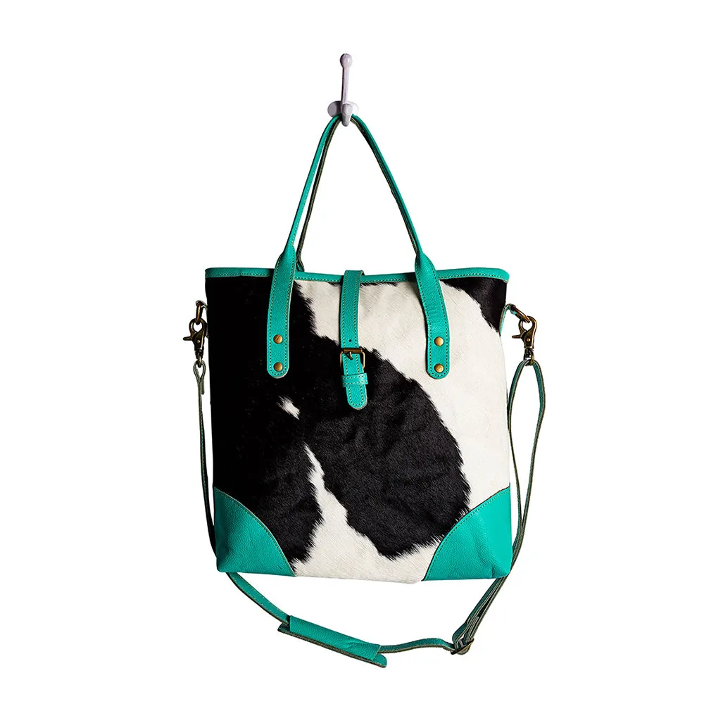 Pecos Pointe Canvas & Hairon Bag In Turquoise sold by Myra Bag product image thumbnail 5