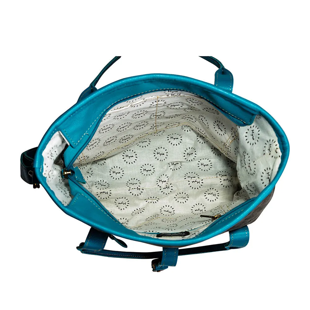 Pecos Pointe Canvas & Hairon Bag In Blue sold by Myra Bag product image thumbnail 4