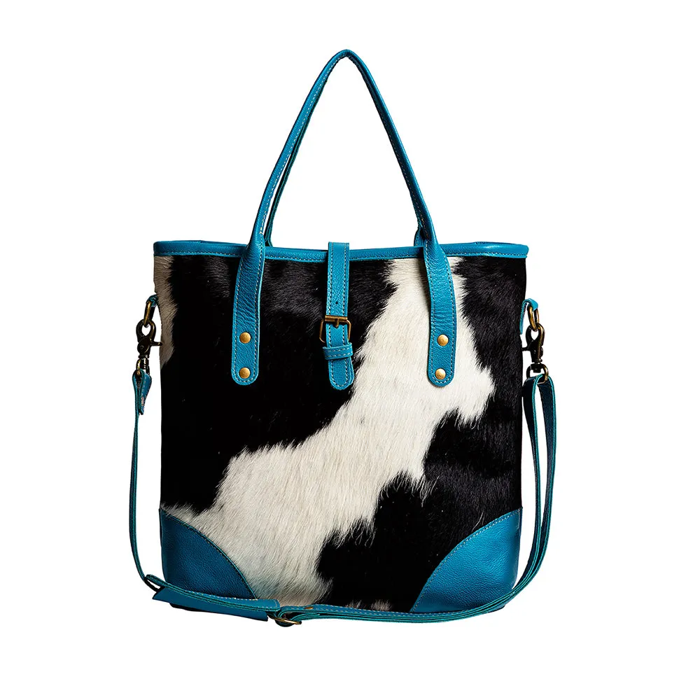 Pecos Pointe Canvas & Hairon Bag In Blue sold by Myra Bag