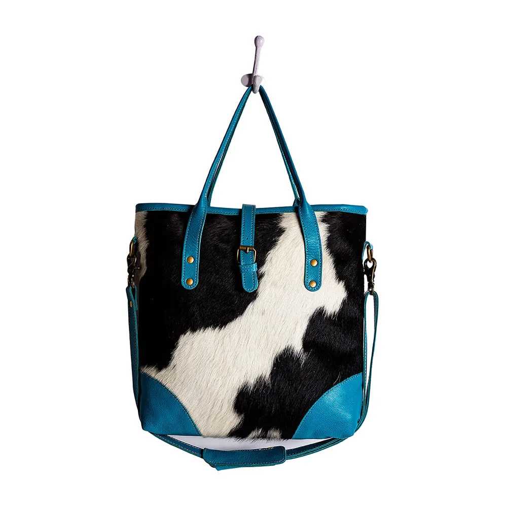 Pecos Pointe Canvas & Hairon Bag In Blue sold by Myra Bag product image thumbnail 5