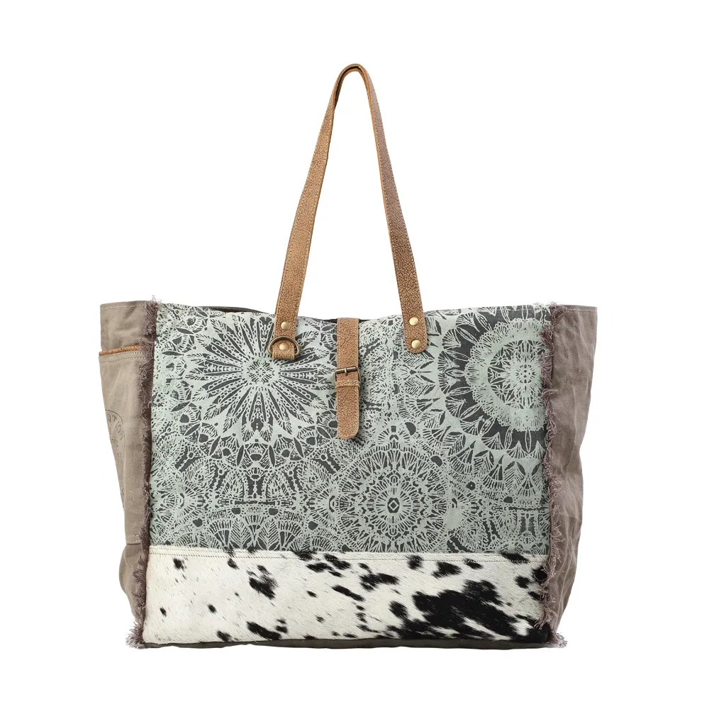 Green Floral Print Weekender Bag sold by Myra Bag
