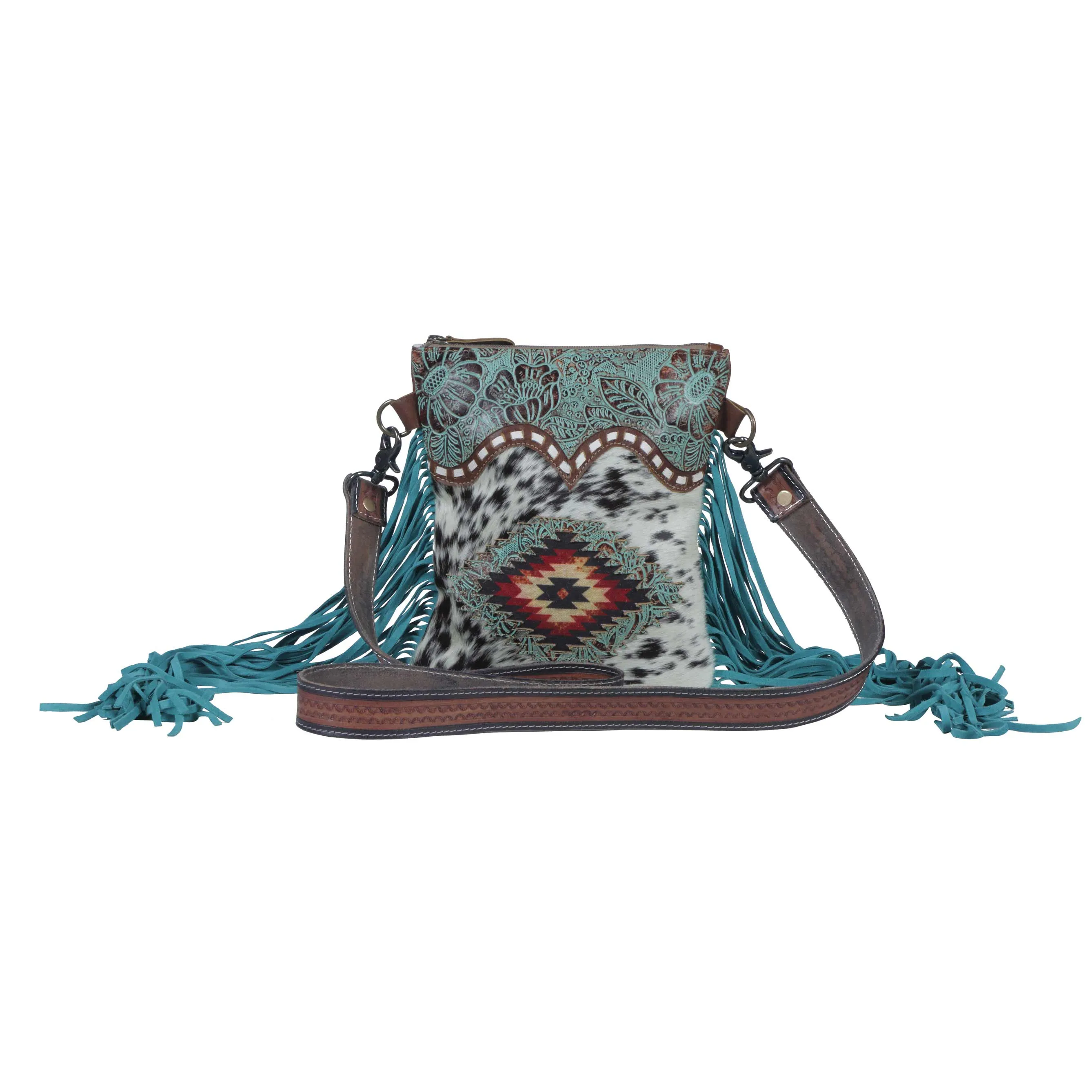 Viridian Leather & Hairon Bag sold by Myra Bag