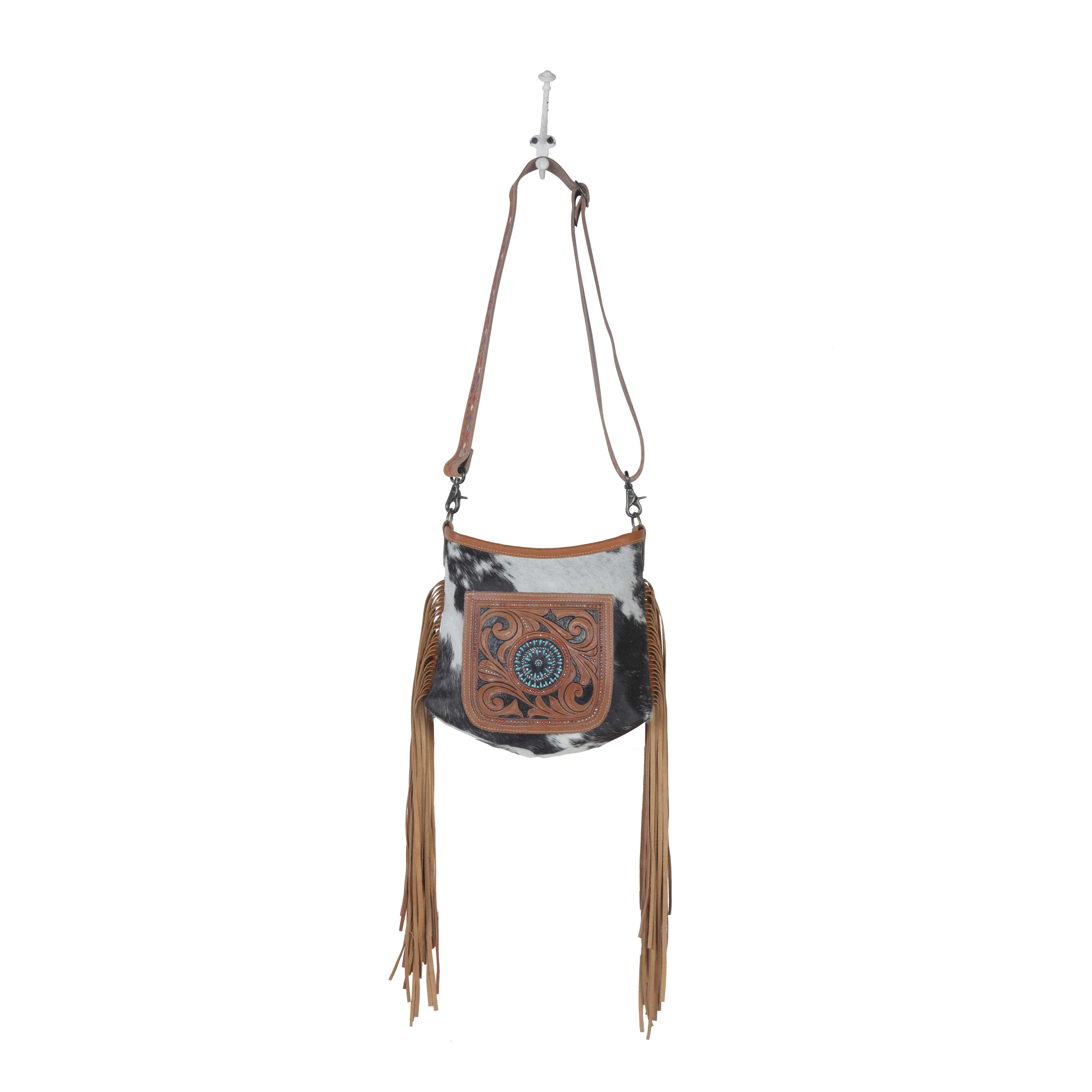 Brown Quilt Hand-Tooled Bag sold by Myra Bag product image thumbnail 5