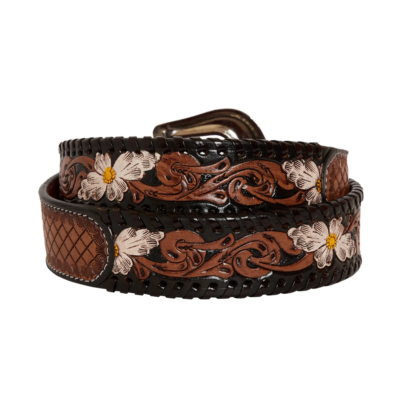 Checkered brown Hand-Tooled Leather Women's Belt sold by Myra Bag product image thumbnail 2
