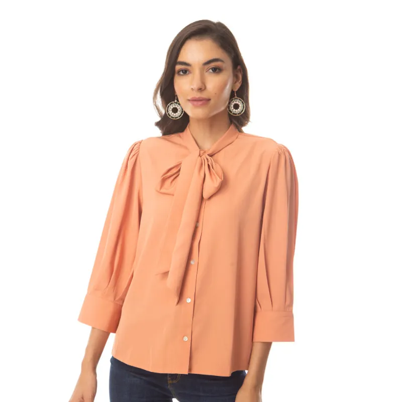 Tempted Peach Bow Shirt sold by Myra Bag