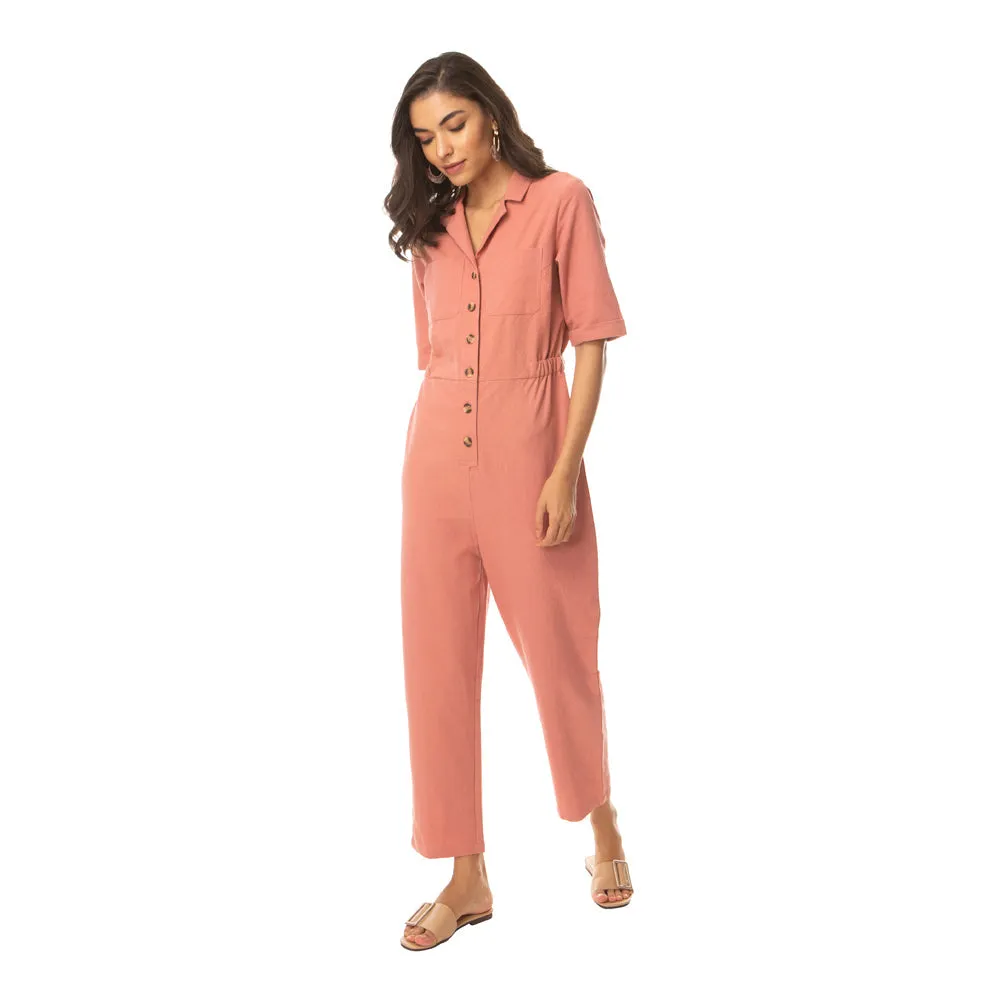 Pink Widow Collar Jumpsuit sold by Myra Bag product image thumbnail 2