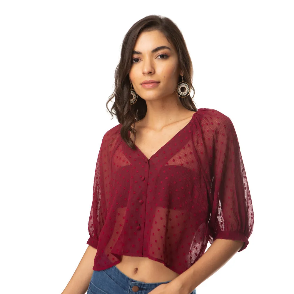 Cherry See-Through Crop Top sold by Myra Bag product image thumbnail 3