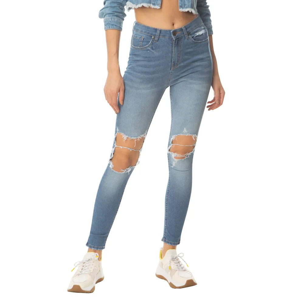Awristocrat Knee Ripped Jeans sold by Myra Bag