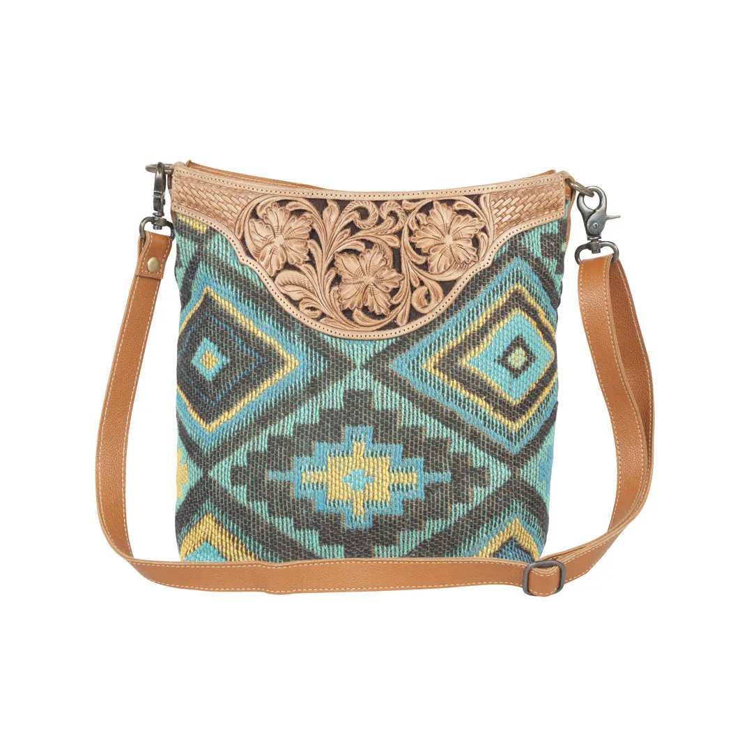 Blue Spring Hand-Tooled Bag sold by Myra Bag
