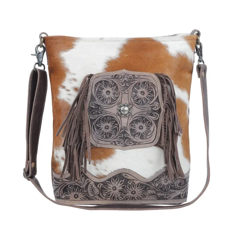 Earthen splashes Hand-Tooled Bag sold by Myra Bag