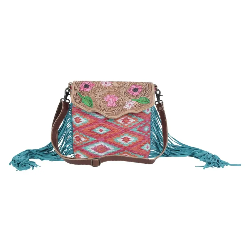 Floral Pink Hand-Tooled Bag sold by Myra Bag