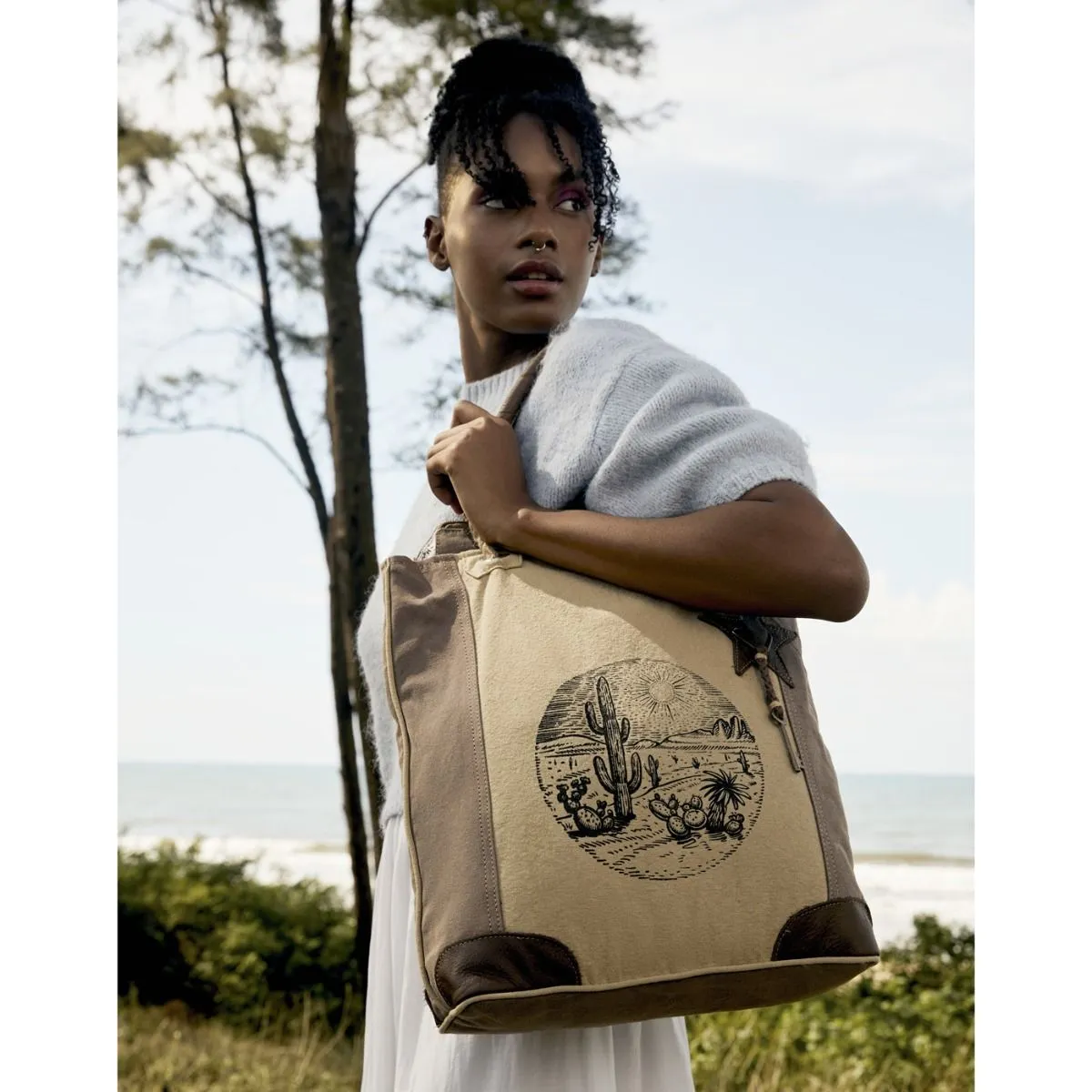 Sepia Aster Tote Bag sold by Myra Bag product image thumbnail 5