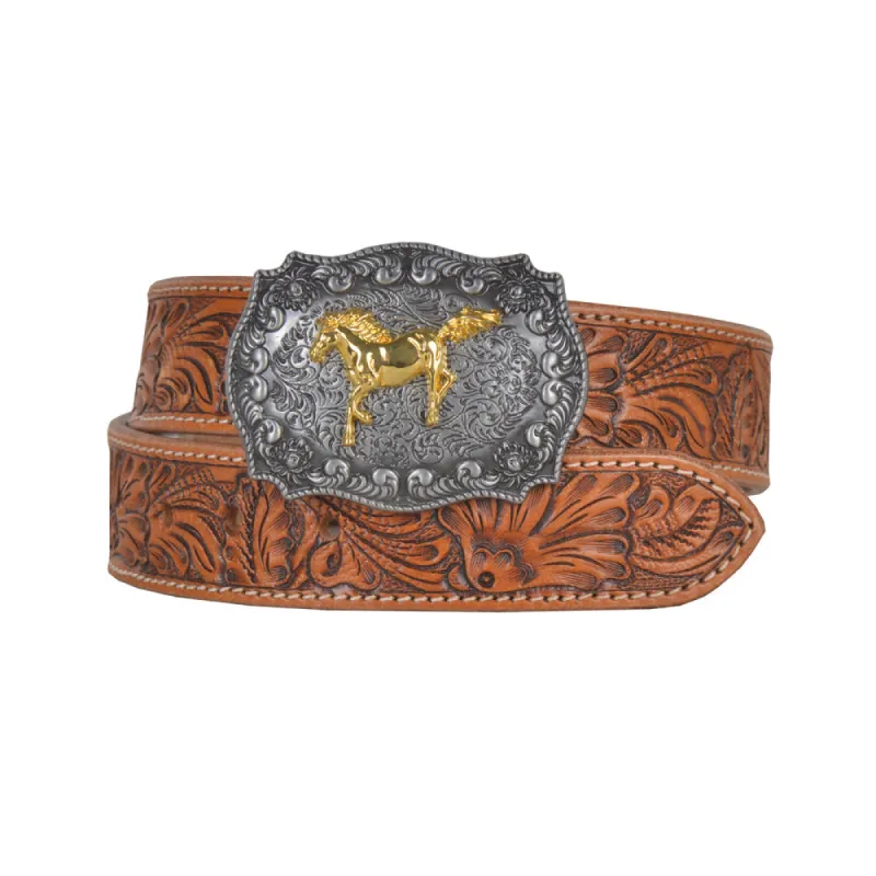 Brisk Leaves Hand-Tooled Leather Women's Belt sold by Myra Bag