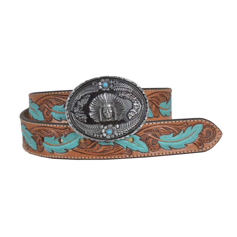 Radianite Hand-Tooled Leather Women's Belt sold by Myra Bag