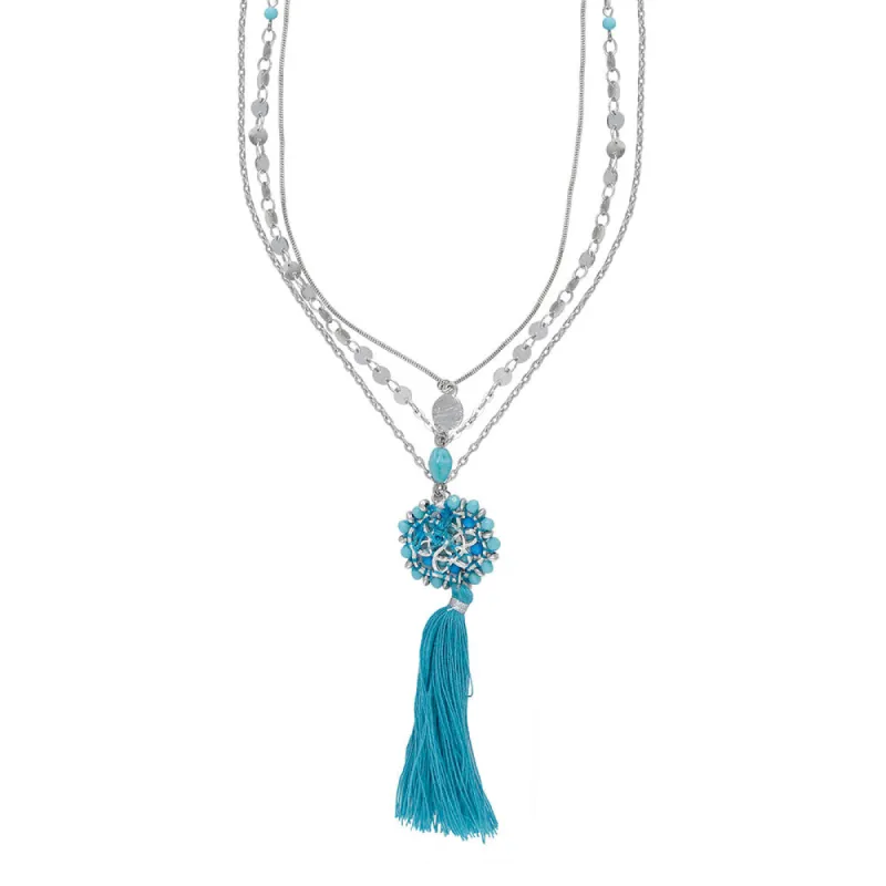 Blue Tassle Necklace sold by Myra Bag