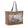 SALT N PEPPER CANVAS AND HAIRON BAG sold by Myra Bag