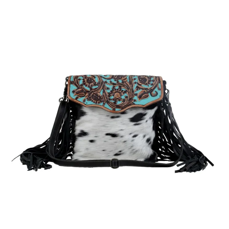 Aqua Hand-Tooled bag sold by Myra Bag