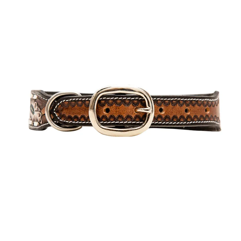 Hotshots Hand-Tooled Leather Dog Collar sold by Myra Bag