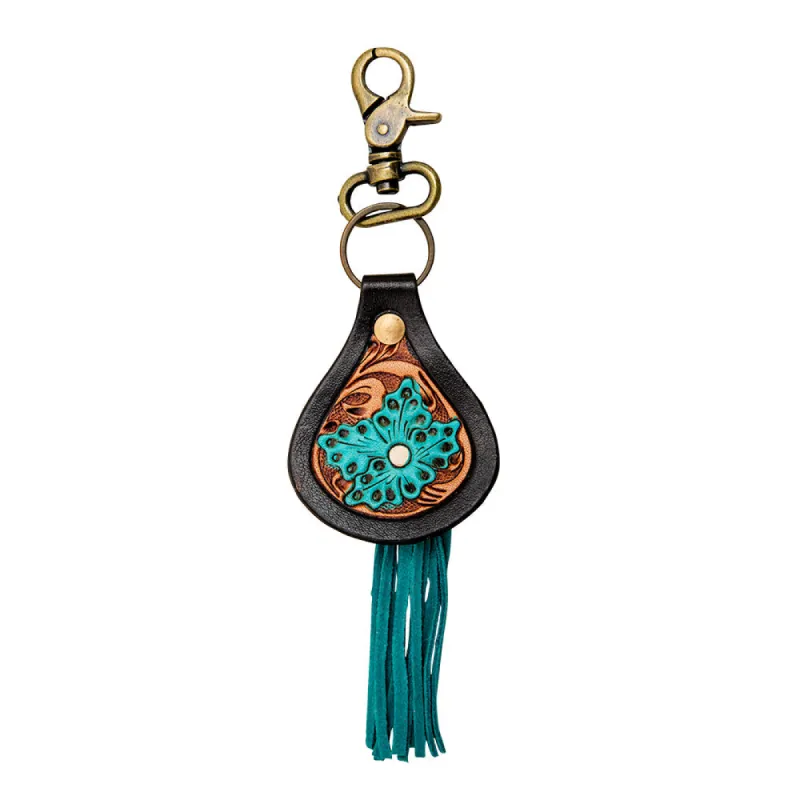 Venous Hand-Tooled Leather Keyfob sold by Myra Bag