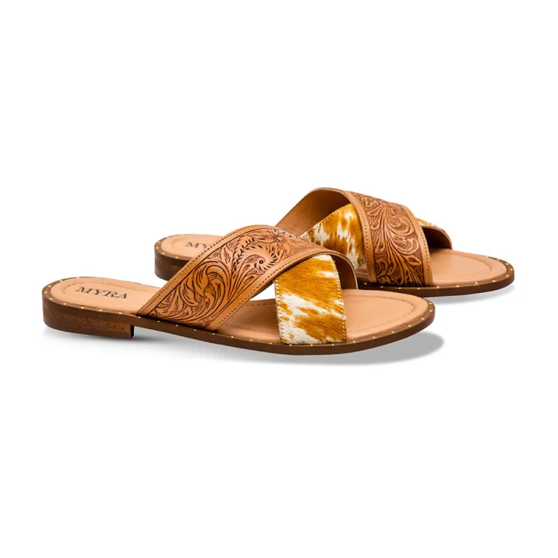 Mukluk Western Hand-Tooled Sandals sold by Myra Bag