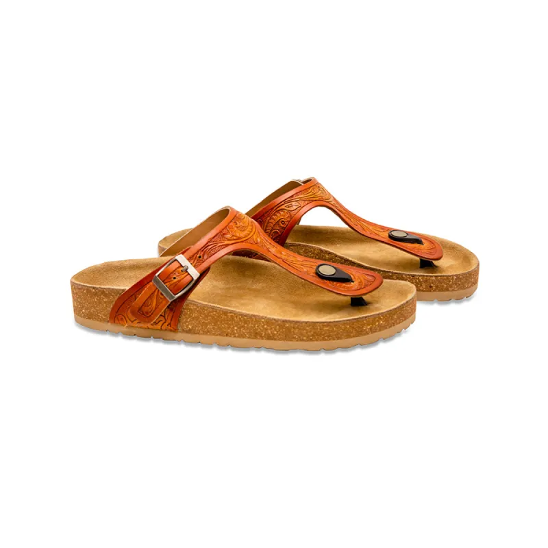 Crockler Western Hand-Tooled Sandals sold by Myra Bag